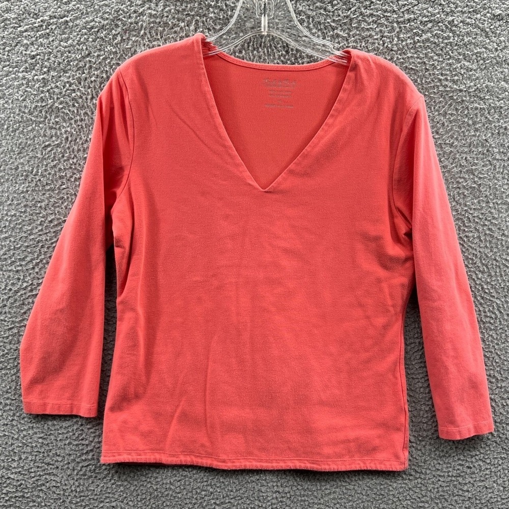 Womens‎ Minimalist Top M Rust Stretch Capsule Wardrobe Layering Essential Tee